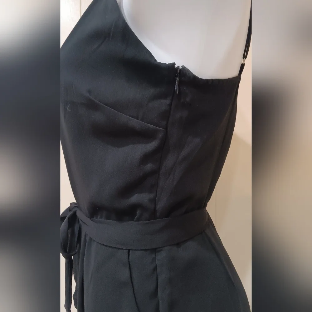 Naked Zebra Black Lace Hem Summer Romper Size S Playsuit Sleeveless Button Down - Picture 5 of 15
